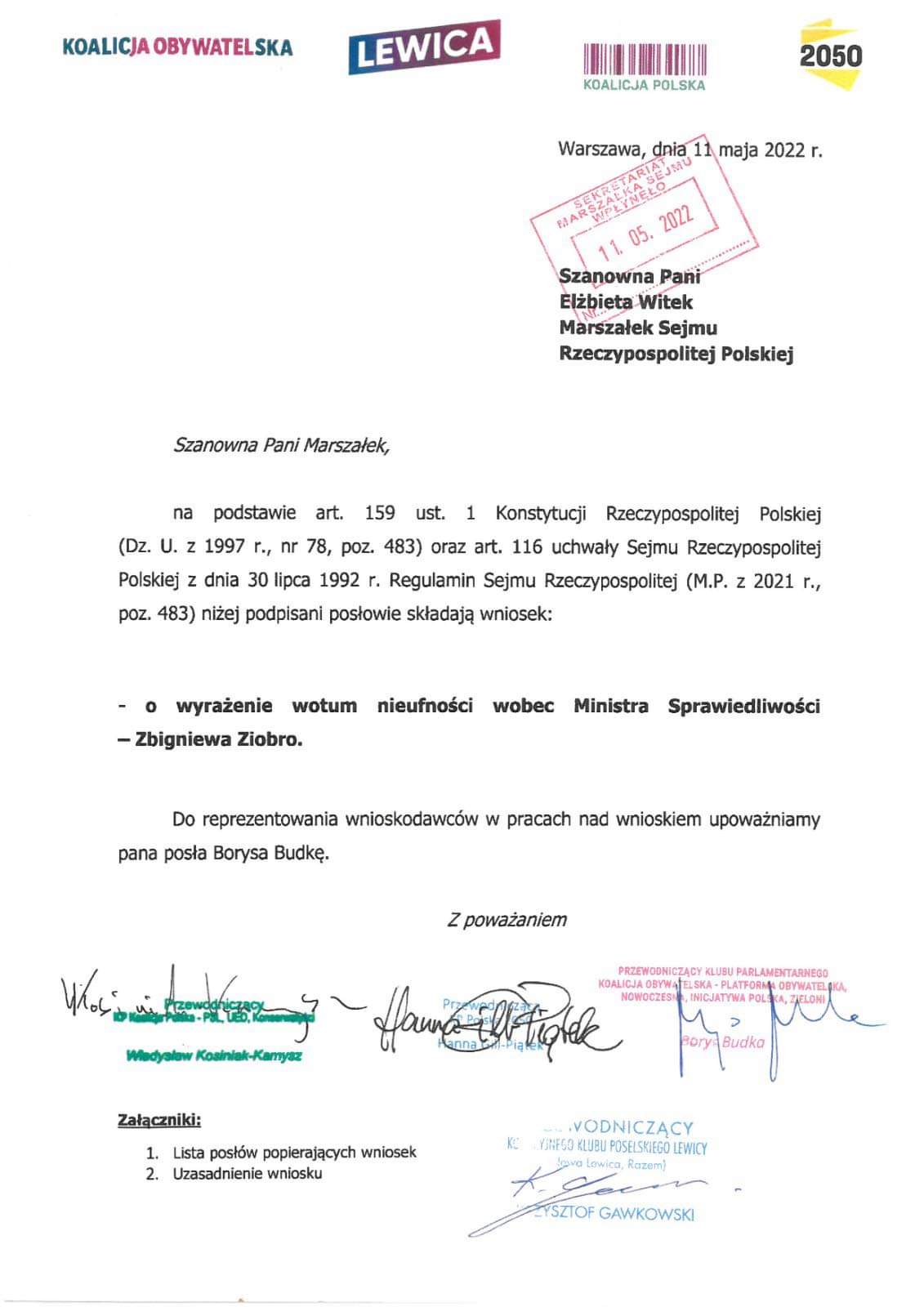 Zbigniew Ziobro wniosek o dymisję